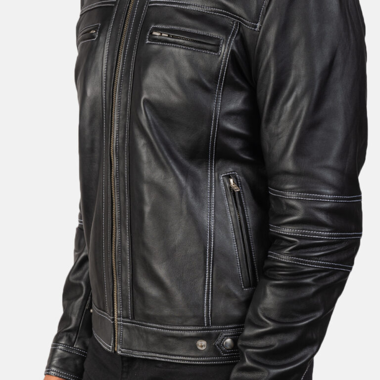Mens Youngster Black Leather Biker Jacket6185-9-1568637570047